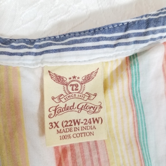 Faded Glory Multicolor Striped Sleeveless Cotton Top Size 3x - Picture 4 of 8